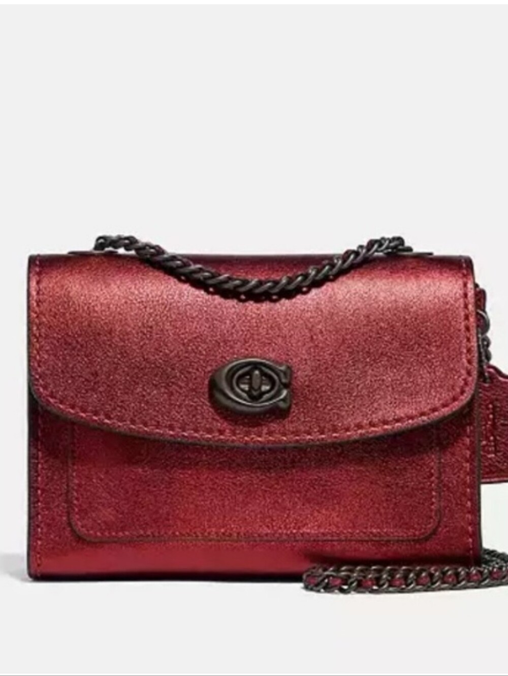 Coach Parker Red Metallic Convertible Crossbody, EUC, 2019, $350 MSRP